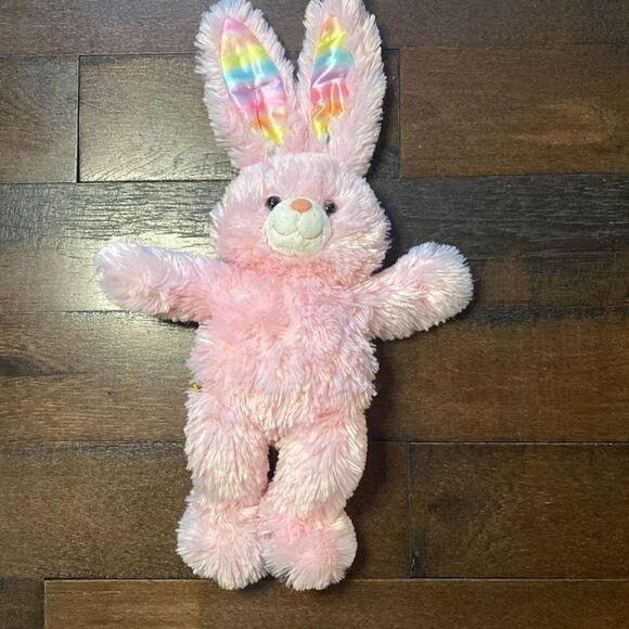 Build a bear Pawsome pink bunny colorful ears plush stuffed animal Easter spring - Picture 1 of 10